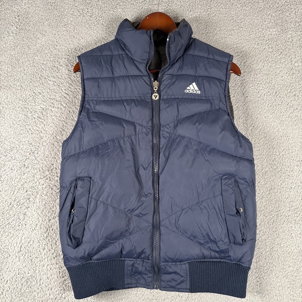 Adidas Puffer Vest Mens XL Blue  Pockets Down *hole in left pocket